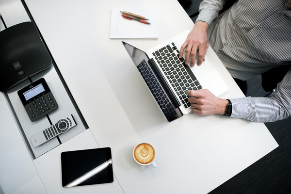 Working at office desk